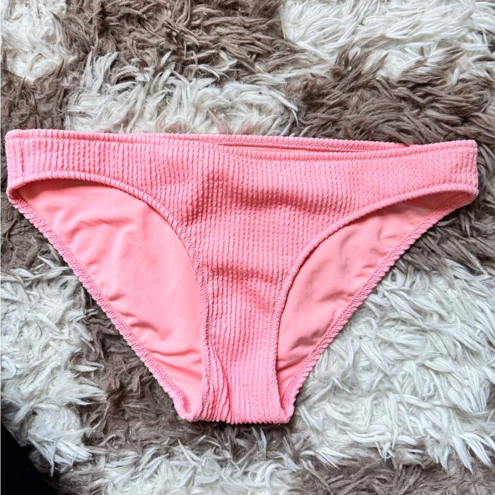 Aerie Coral Ribbed Bikini Bottoms